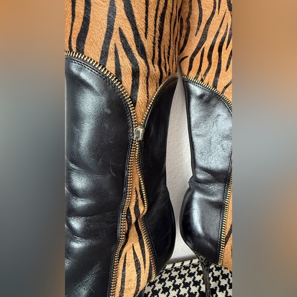 Black and Brown animal print Women's Boots - Picture 3 of 10